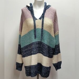 C&C California Hooded Chunky Knit Tunic Sweater Women's Plus Size 3X